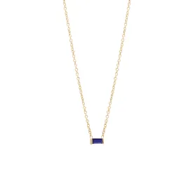 14k blue sapphire baguette necklace | September Birthstone