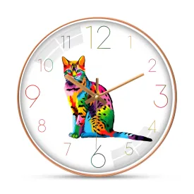 Abstract bengal cat wall clock