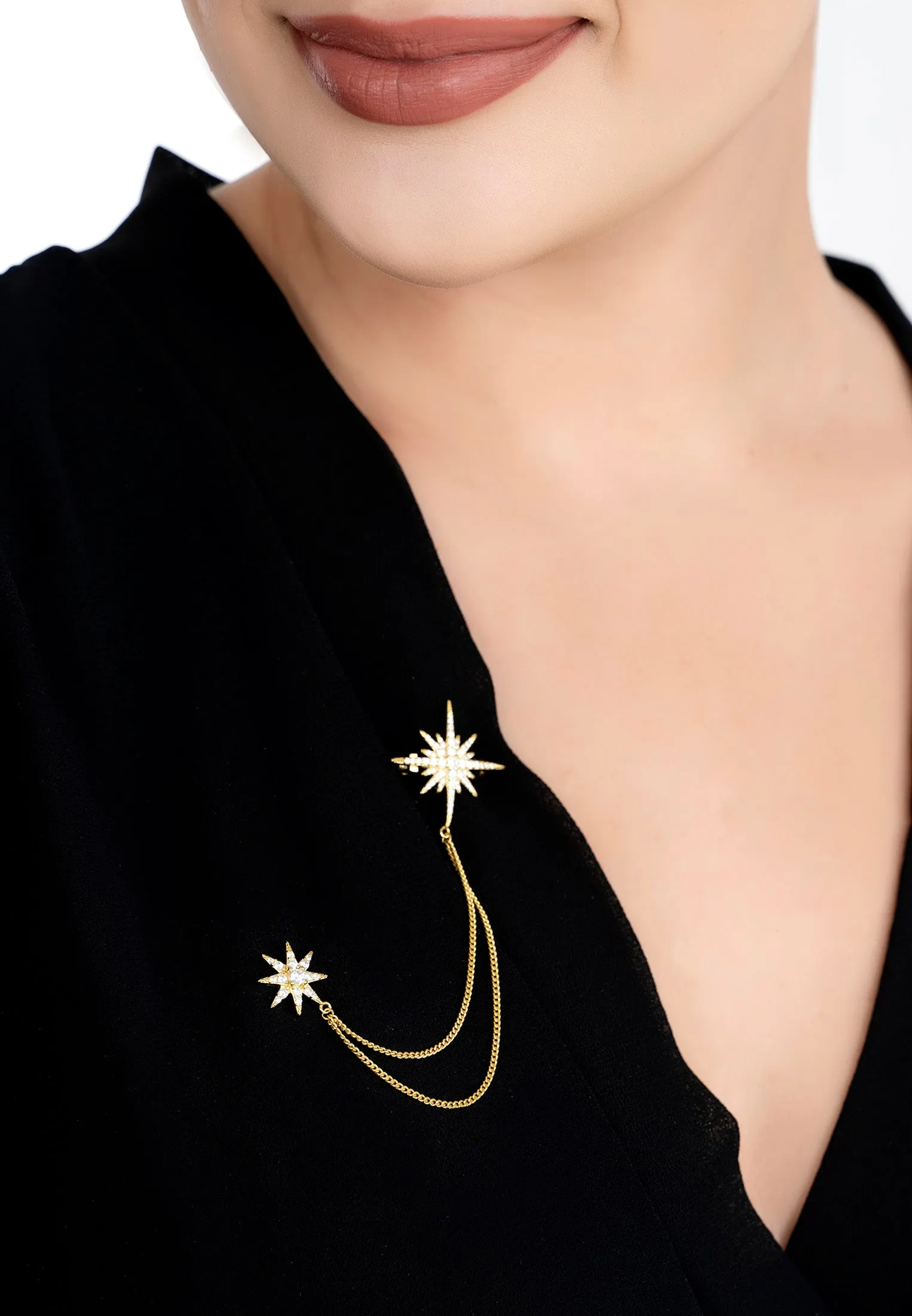 Andromeda Starburst Brooch With Pin Gold