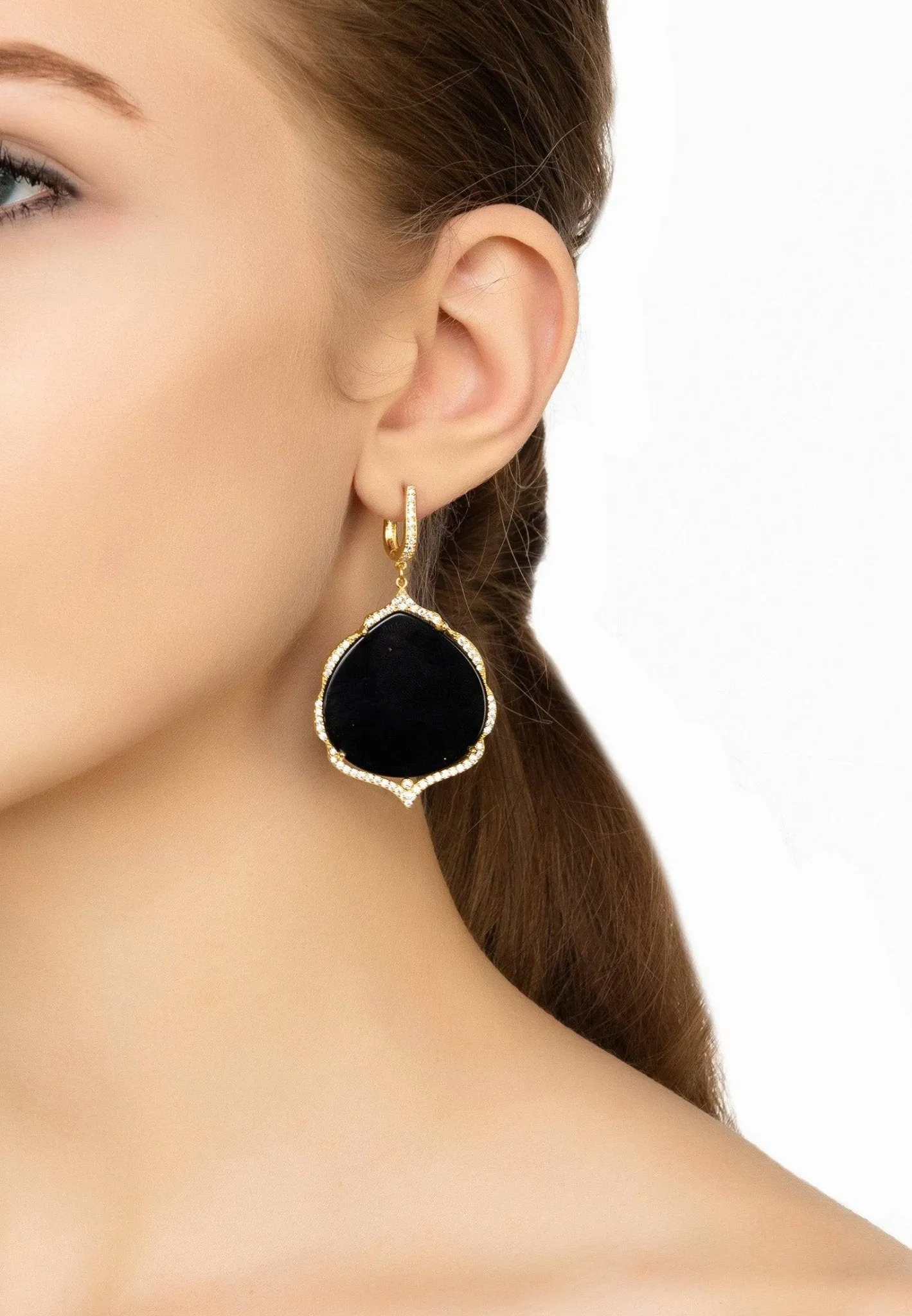 Antoinette Earrings Gold Black Onyx