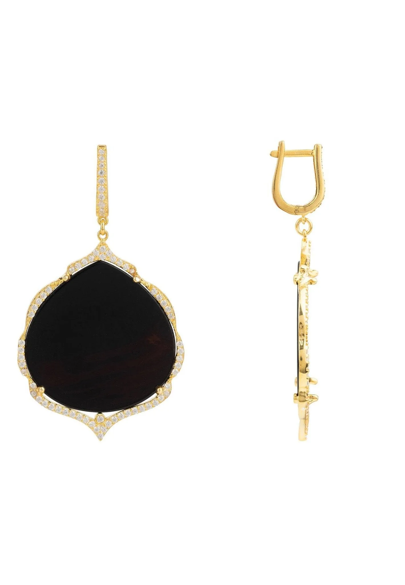 Antoinette Earrings Gold Black Onyx