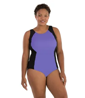 Aquasport Colorblock Tanksuit Purple and Black - FINAL SALE