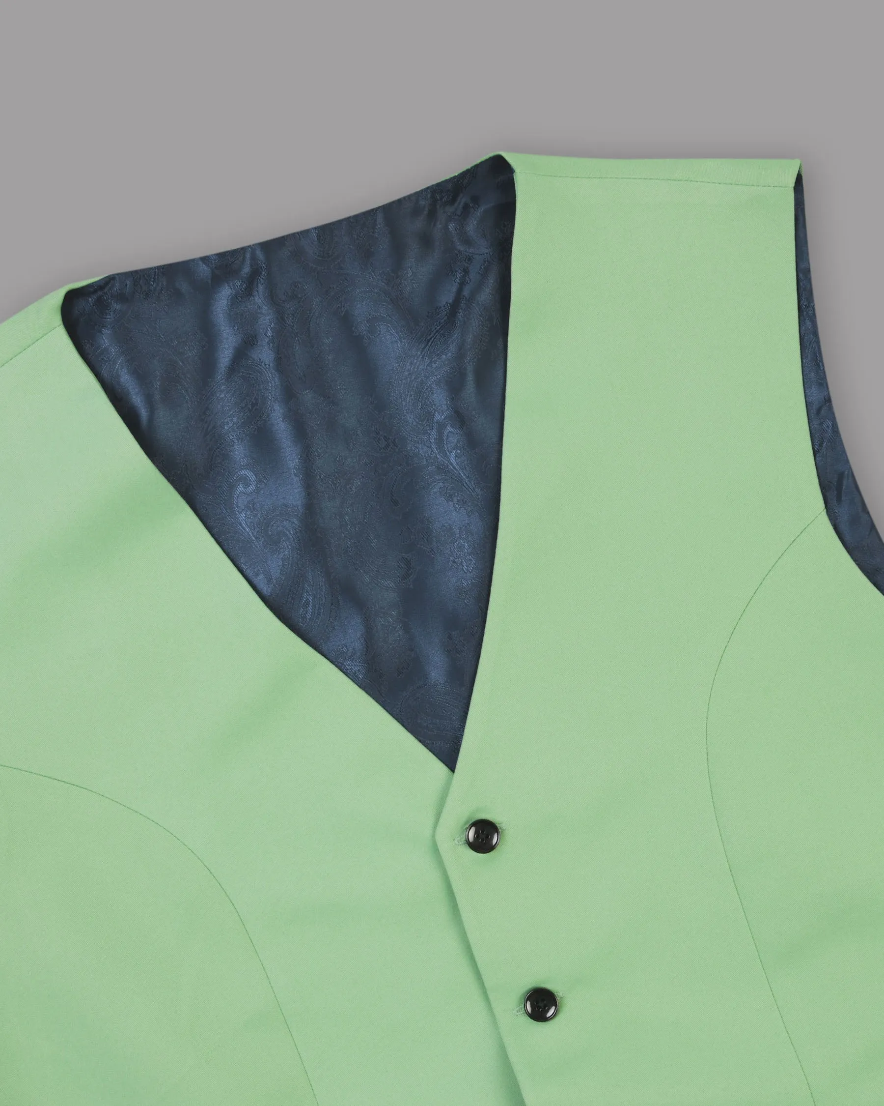 Asparagus Green Wool Blend Dinner Waistcoat