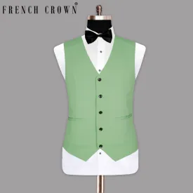 Asparagus Green Wool Blend Dinner Waistcoat