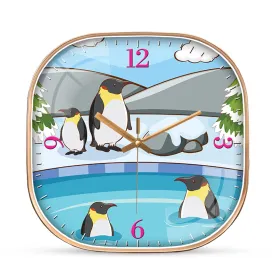 Bathing penguin wall clock