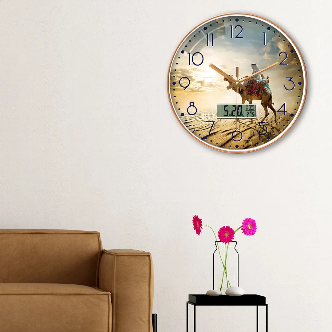 Bedouin rides camel desert wall clock