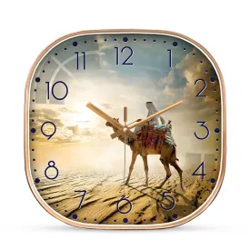 Bedouin rides camel desert wall clock