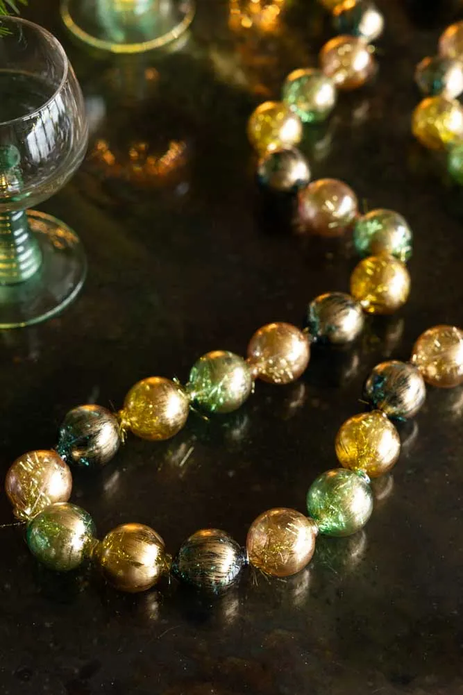 Black, Green & Gold Bauble Garland