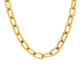 C200G B.Tiff High Polish Paperclip Gold Plated Stainless Steel Chain Necklace