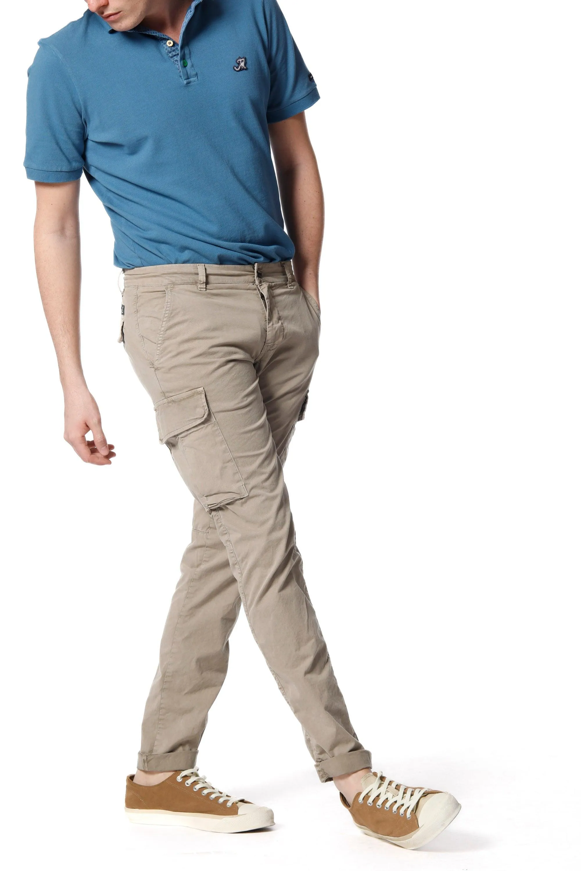 Chile pantalone cargo uomo in twill stretch con special washing extra slim fit