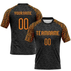 Custom Black Bay Orange Animal Print Sublimation Volleyball Uniform Jersey