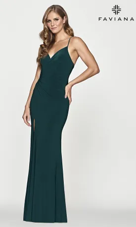 Dark Green Long Formal Prom Dress by Faviana