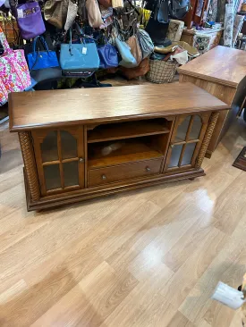 Dark Wood Glass Doors Console Table