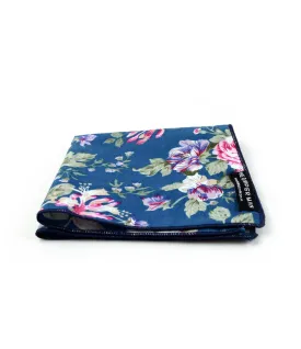 Denim Blue Floral Pocket Square