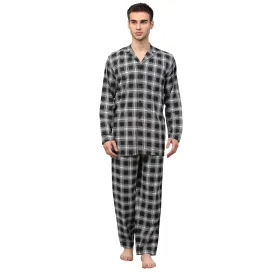 Jashvi Men Black & White Checked Night suit