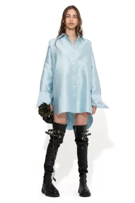 LIGHT BLUE SATIN OVERSIZED SHIRT