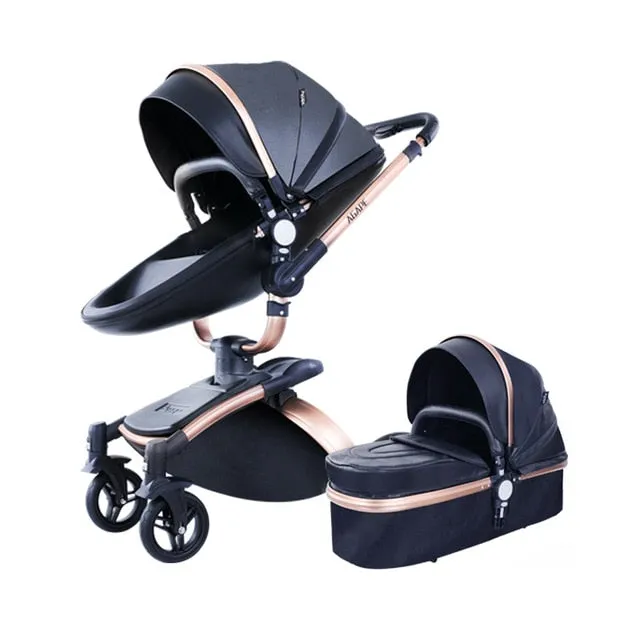 Luxe PU Leather 3 in 1 Stroller