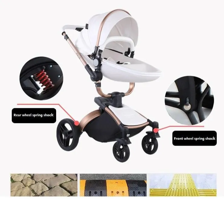 Luxe PU Leather 3 in 1 Stroller