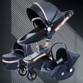 Luxe PU Leather 3 in 1 Stroller