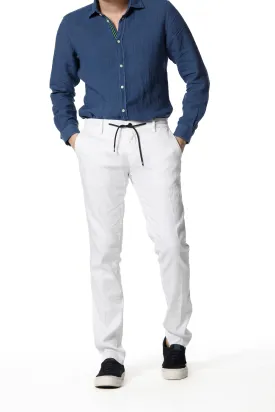 Milano Jogger pantalone uomo chino jogger in lino e cotone extra slim fit