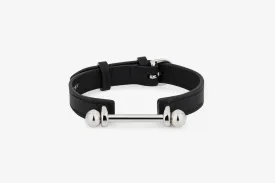 Music Bar Bracelet - Black with Silver Hardware