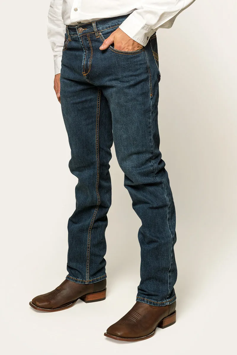 Muster Mens Slim Straight Fit Jean - Dark Wash Blue