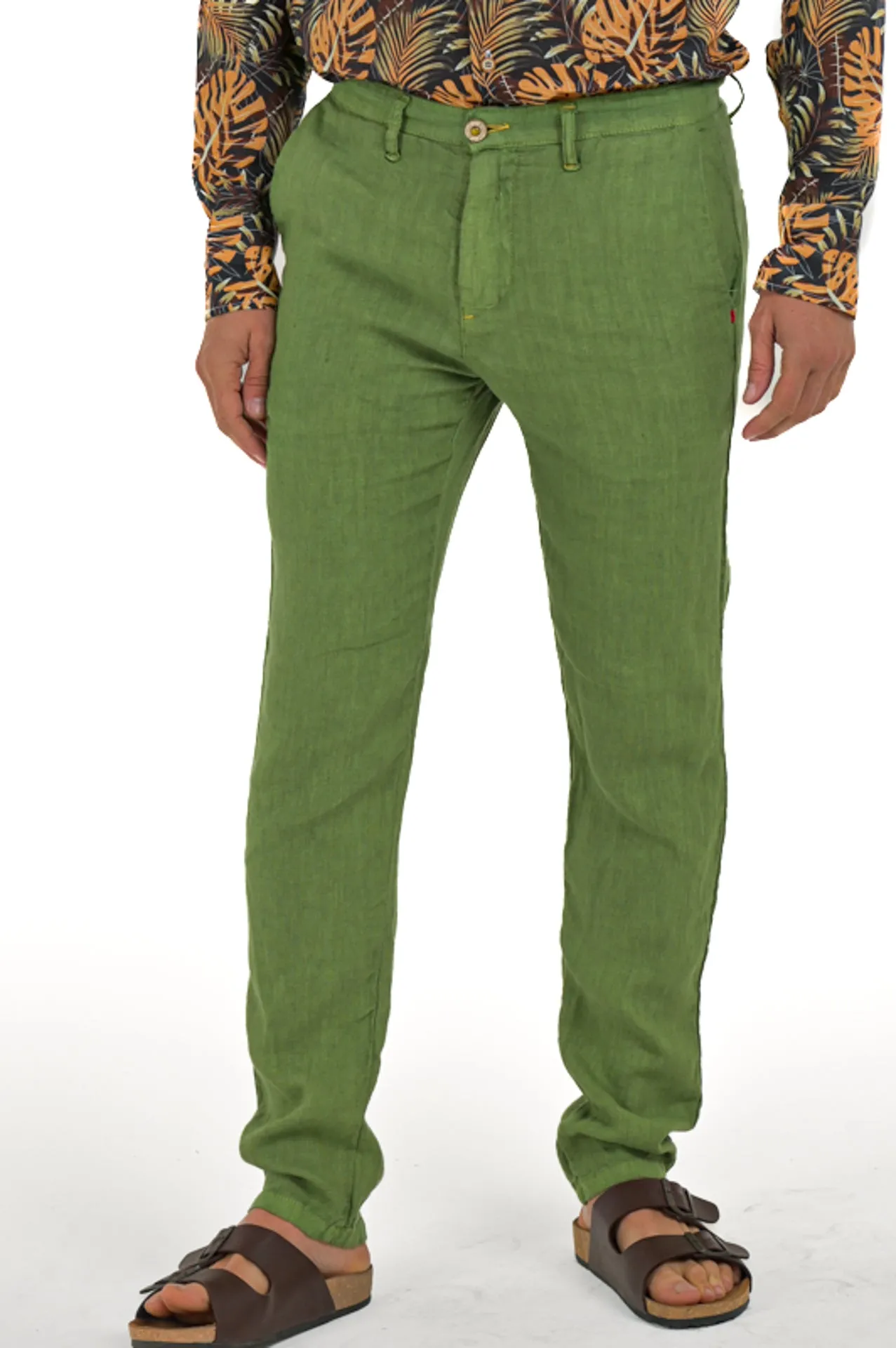 Pantalon slim Sonic Lino Verde Pera SS24