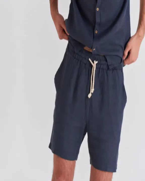 Polonio Navy Tailored Linen Shorts