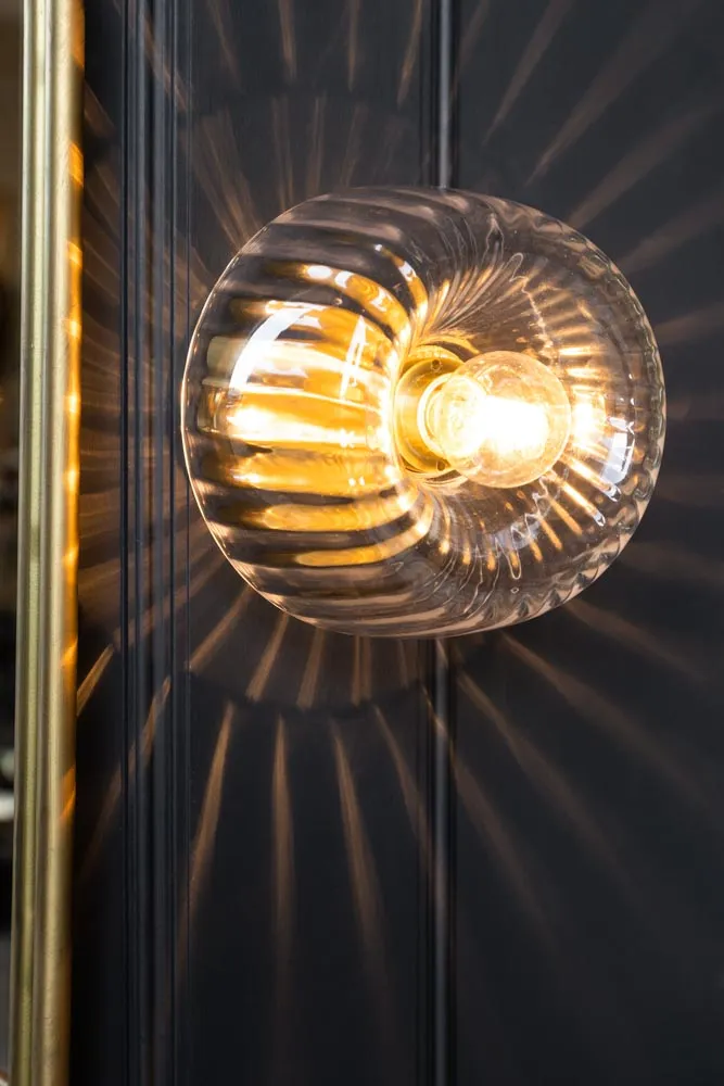 Ribbed Glass & Brass Wall Light