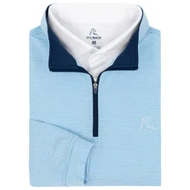 Riva Heather Stripe Performance Q-Zip | The Riva Heather Stripe - Beluga Blue/White