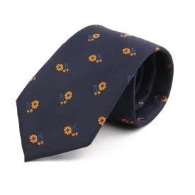 St. Augustine Floral Polyester Tie, Navy / Orange / Blue