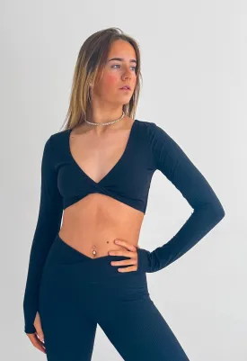 TDM - Twist front  long sleeve crop top